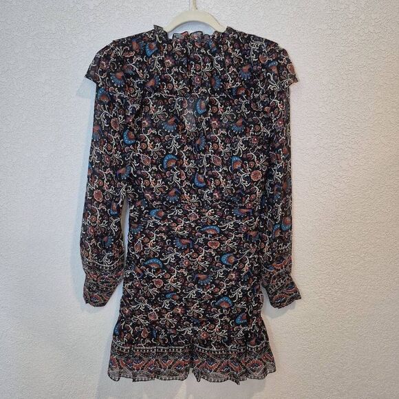 Veronica Beard Jaylene Paisley-Print Ruffle Silk Dress Size 4 - Picture 3 of 9